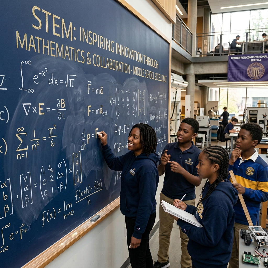 Black middle school students studying math together